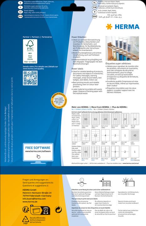 Actual product image Herma Power labels A4