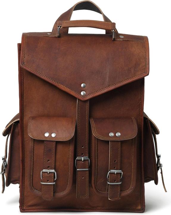 Only-Bags.Store 2 in 1 Convertible Leder Laptop Messenger Rucksack, Vintage Brown Leder Laptop Rucksack, Leder
