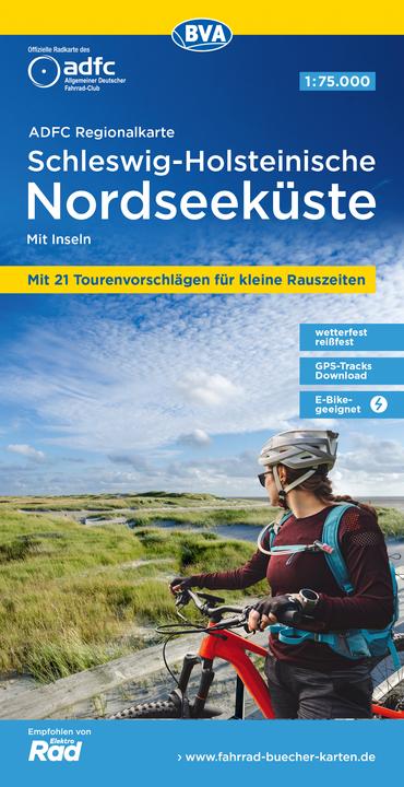 Produktbild ADFC-Regionalkarte Schleswig-Holsteinische Nordseeküste mit Inseln, 1:75.000, mit