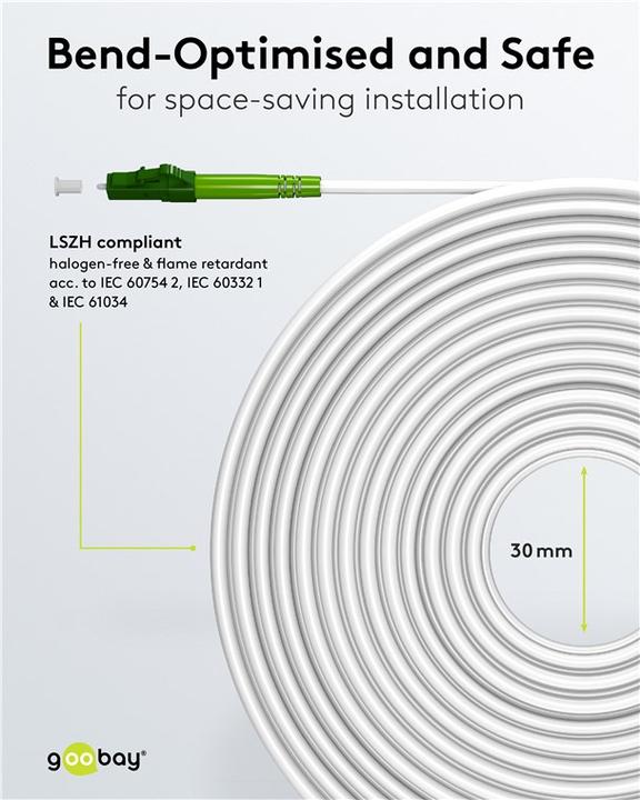 Produktbild Goobay Glasfaserkabel FTTH, Singlemode OS2 White, weiss Simplex, 2 m (CAT7, 2 m)