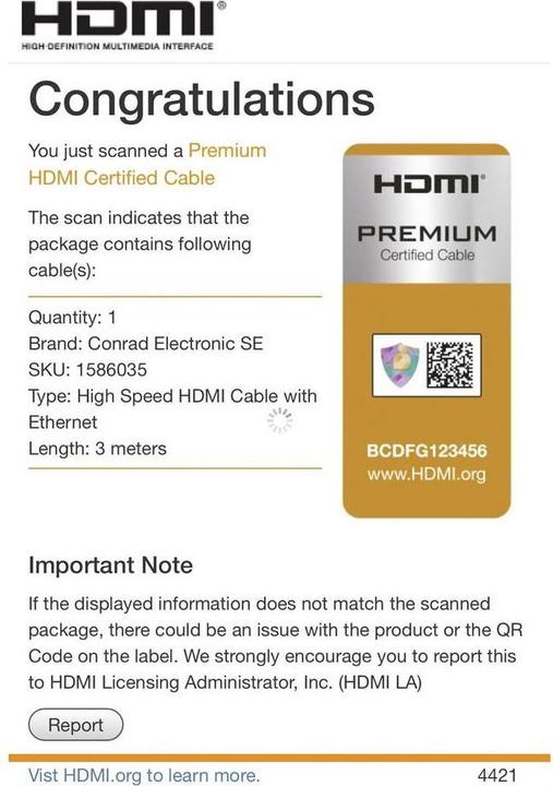 Actual product image SpeaKa Professional Premium HDMI cable with Ethernet 3 m 4k/Ultra-HD at 18 Gpbs (3 m, HDMI)