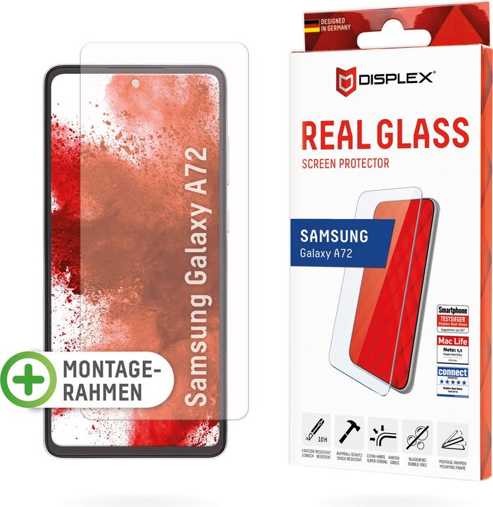 Displex Real Glass, 2D Panzerglas (1 Stück, Samsung Galaxy A72, Samsung Galaxy A72 5G)