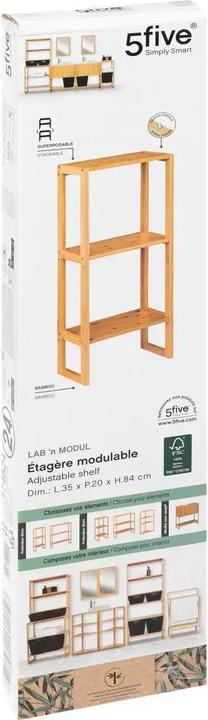 Image du produit 5Five Étagère de stockage en bambou - 35 x 20 x 84 cm (35 x 20 x 84 cm)