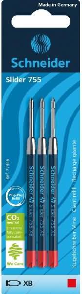 Immagine prodotto Schneider 3 ricariche a sfera Slider 755 XB rosso (Unità di ricarica, Rosso, 700 mm)