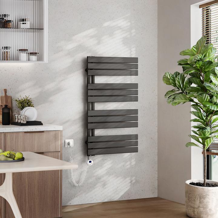 Immagine prodotto Emke Scaldasalviette elettrico con elemento riscaldante e timer, bianco 1041x600mm 600W (600 W)
