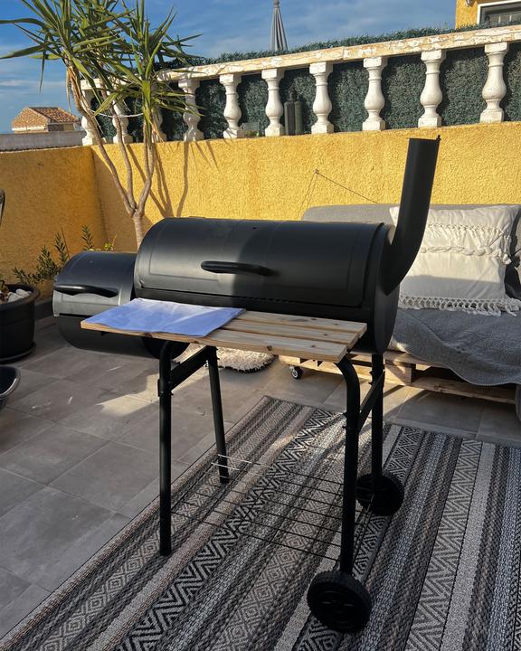 Actual product image Beliani Charcoal grill with smokehouse black rollable SATAH (31 cm)