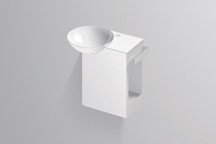 Actual product image Alape wash place WP.INSERT1, W:485mm, H:471mm, D:321mm, bowl basin white, trough left, with tap hole