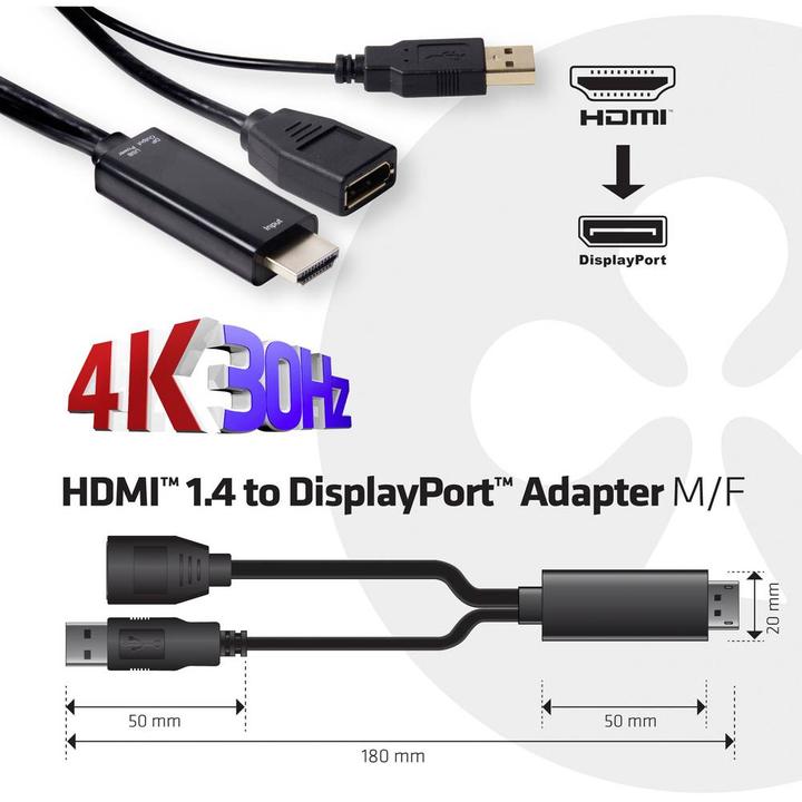 Produktbild Club 3D HDMI zu (DP, 18 cm)