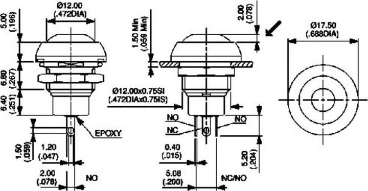 Produktbild APEM Drucktaster schwarz 1-Wechsler IP67