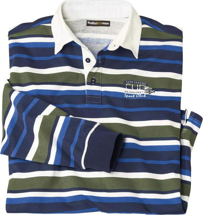 Atlas For Men Gestreiftes LangarmPoloshirt (5XL)