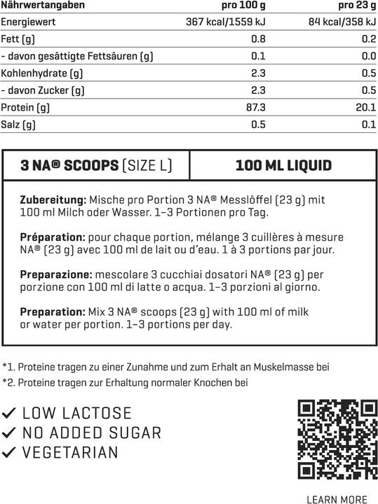 Valori nutrizionali e ingredienti Nutriathletic Whey Protein Isolate (Tahitiano Vanila, 1 pz., 800 g)