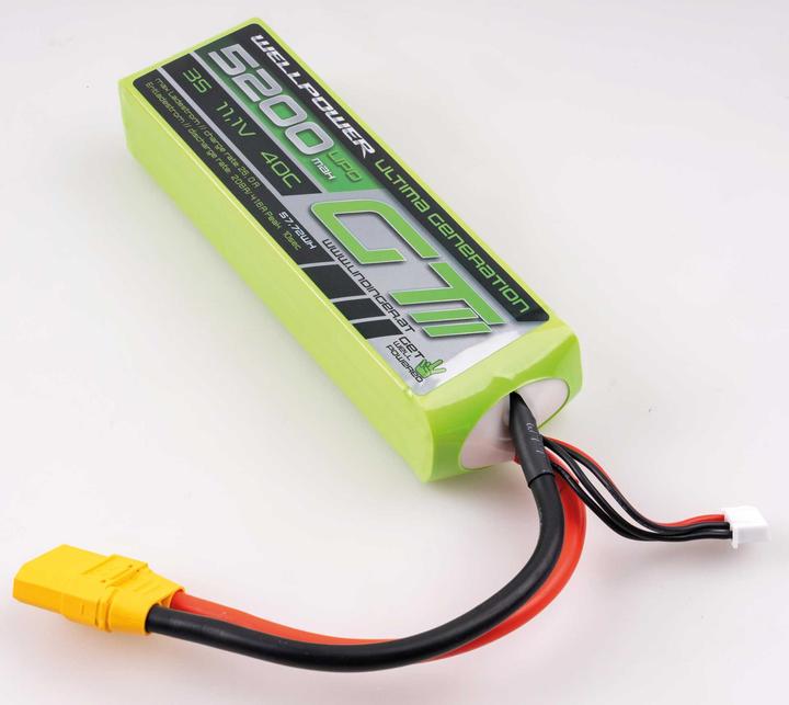 Produktbild Wellpower LIPO AKKU ULTIMA GT II 5200 MAH / 11,1 Volt 3S 40/80C CH5/8 XT-90 (11.10 V, 5200 mAh)