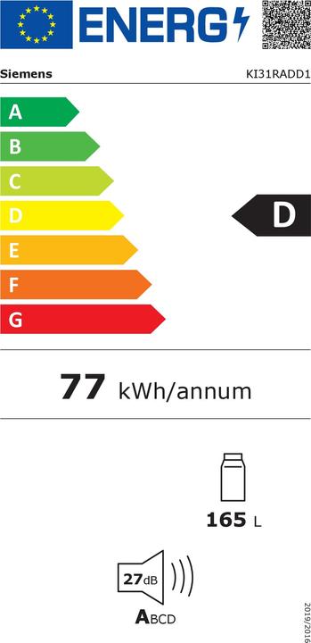 Energy Label Siemens KI31RADD1 (Installation, 165 l)