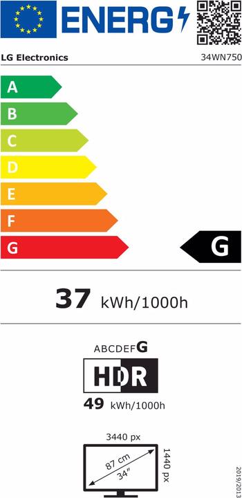 Energy Label LG 34WN750-B (3440 x 1440 pixels, 34")