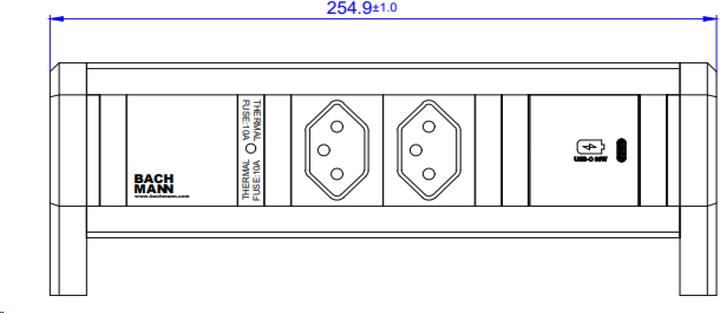 Actual product image Bachmann Desk socket strip DESK 1, 2x T13, 1x USB C (2 x, Type 13, USB-A, USB-C)