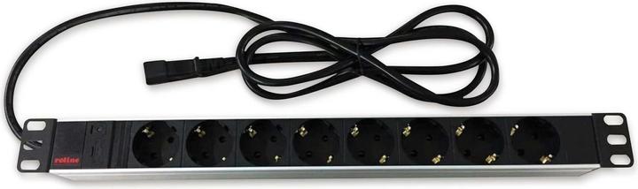 Actual product image Roline 48.26cm 19 inch power strip 8 outlet plus C14 plug aluminum 2.0 m