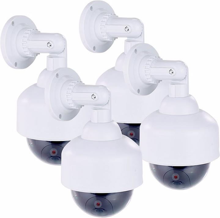 Produktbild VisorTech 4er-Set Dome-Überwachungskamera-Attrappen mit durchsichtige Kuppel