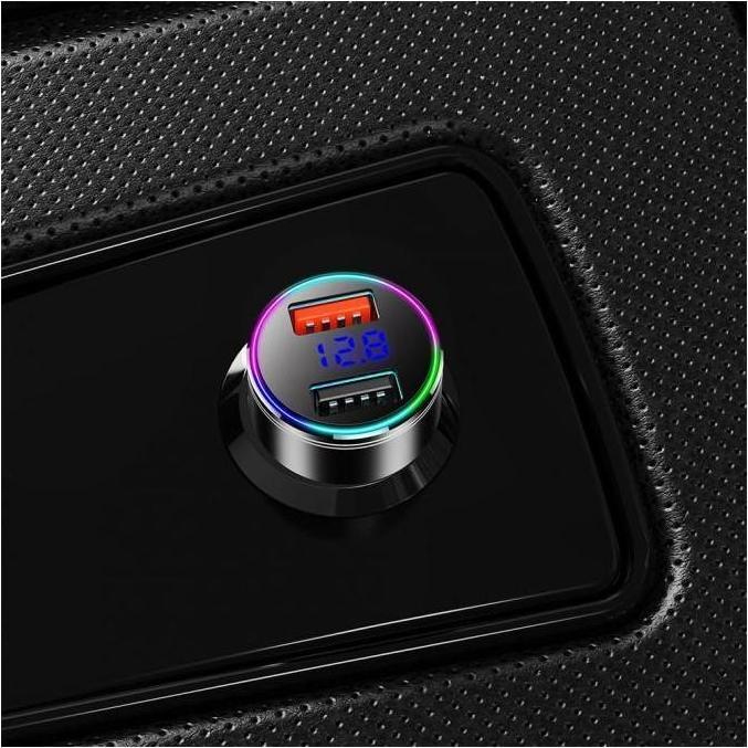 Actual product image Maclean MCE375 dual car charger with display cigarette lighter socket Aluminum voltmeter USB 1 x QC 3.0, USB