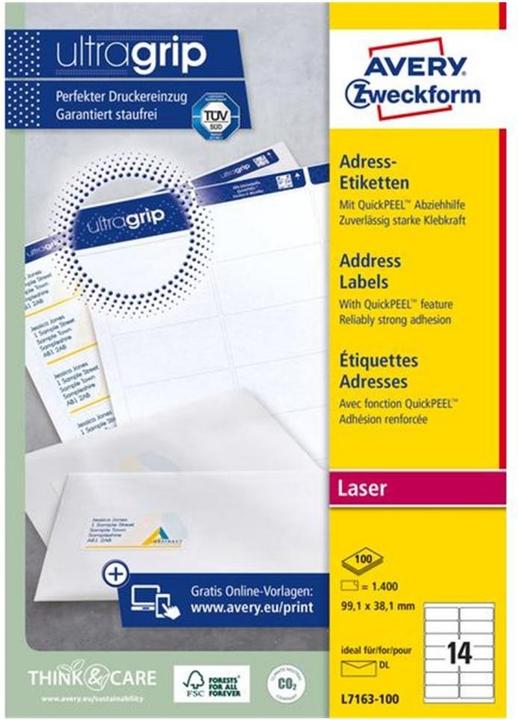 Image du produit Avery Etiquettes d'adresses ultragrip