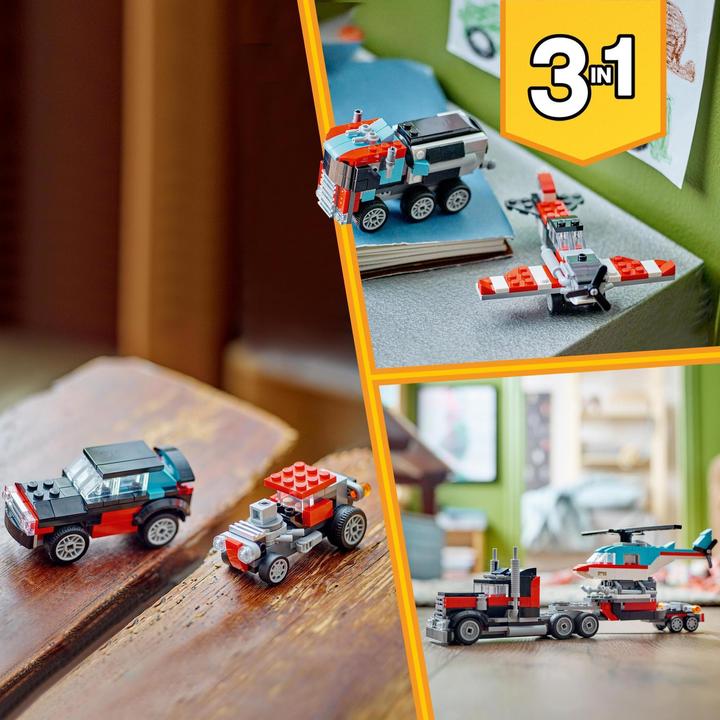 Actual product image LEGO 31146 Low loader with helicopter (31146, LEGO Creator 3-in-1)