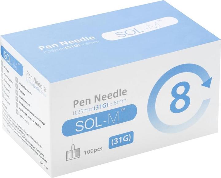 Produktbild Sol-m Pen Nadel 31G 0.25mmx8mm 100 Stk (Pen Nadeln + Einmalkanülen)