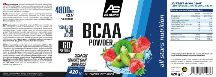 Nährwerte und Zutaten All Stars BCAA Powder (Erdbeere, Kiwi, 1 Stk., 420 g)