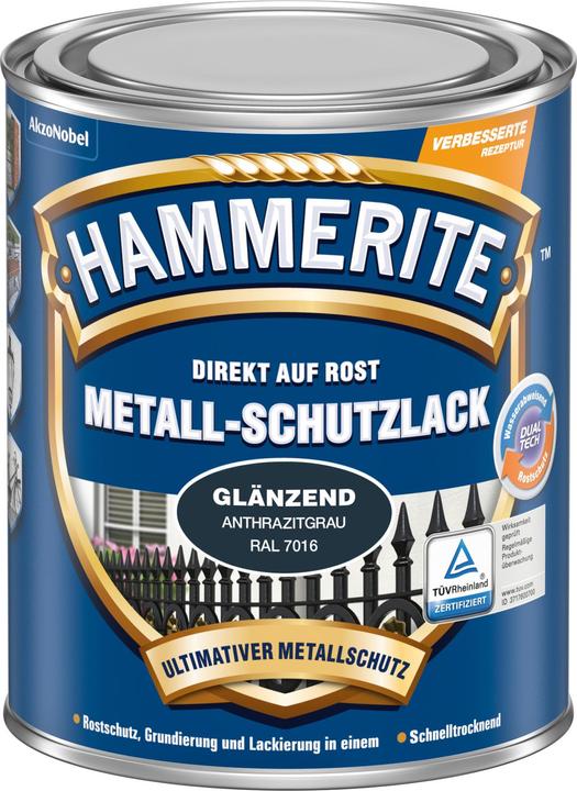 Actual product image Hammerite Metal protection lacquer glossy anthracite grey 750 ml (750 ml, Anthracite grey)