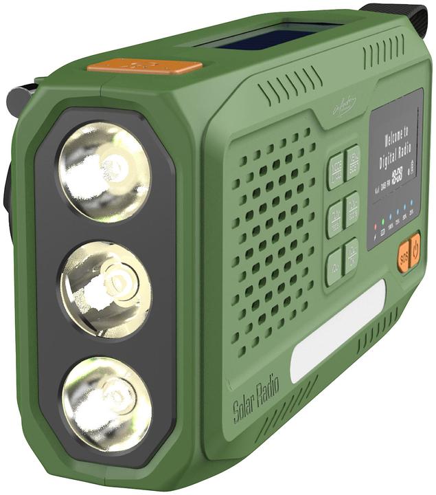 Produktbild Infactory Mobiles DAB+-Kurbelradio mit EWF, Solarpanel, LED, USB, Bluetooth 5 (FM, DAB+, UKW, Bluetooth)