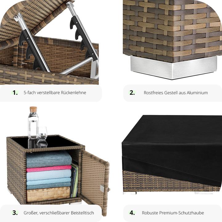 Produktbild tectake Sonnenliegen Rattan (184 cm)