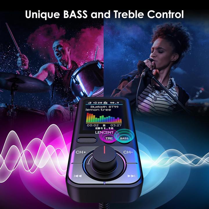 Actual product image Lencent FM-Transmitter mit Bluetooth