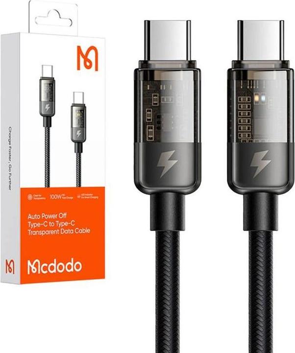 Actual product image Mcdodo CA-2840 USB-C to USB-C cable, PD 100W, 1.2m (black) (1.20 m, USB 3.2 Gen 1, 100 W)