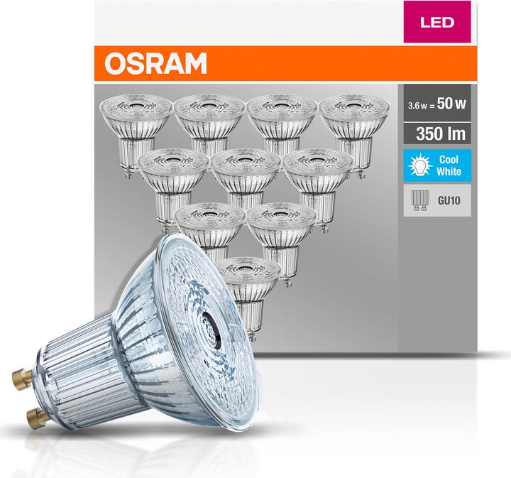 Productafbeelding Osram Basis PAR16 (GU10, 4.30 W, 350 lm, 10 x, F)