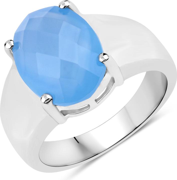 Image du produit Xen Bague avec calcédoine bleu foncé 925 argent sterling rhodié (54, Argent 925)