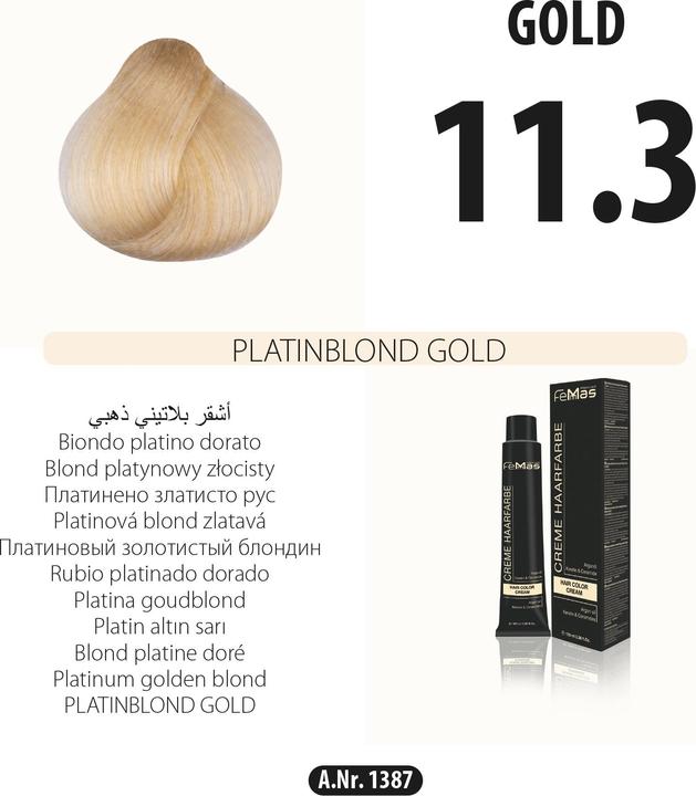 Produktbild FemMas 11.3) Haarfarbe Hell Platinblond Gold 100ml (Hell Platinblond Gold)