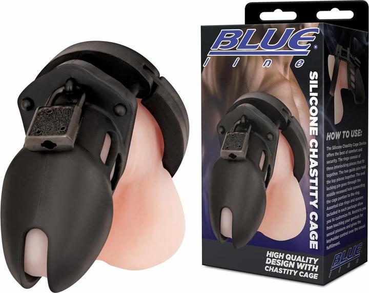 Actual product image Blue Line C&B GEAR Silicone Chastity Cage - Black