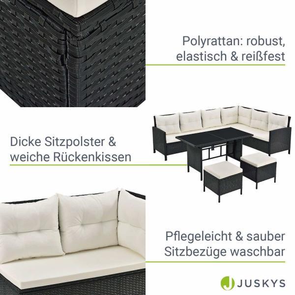 Image du produit Juskys Lounge en poly rotin Manacor avec salon de jardin