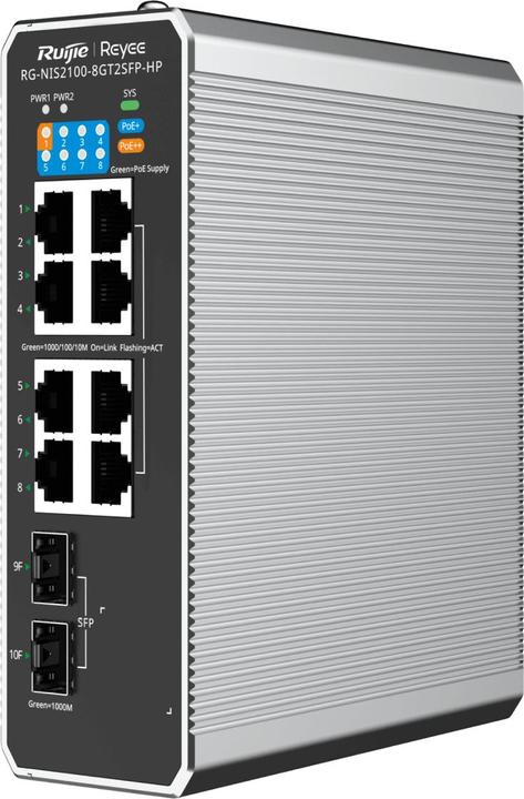Produktbild Ruijie Reyee RG-NIS2100-8GT2SFP-HP Industrial switch (10 Ports)