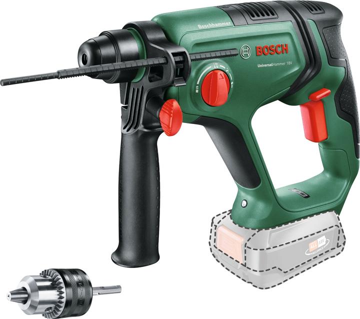 Karton, Rundschaftadapter, Akku-Bohrhammer UniversalHammer 18V
