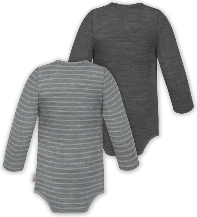 Actual product image Normani Set of 2 unisex baby wrap-around long-sleeved romper onesies made from merino wool - 9351 (86)
