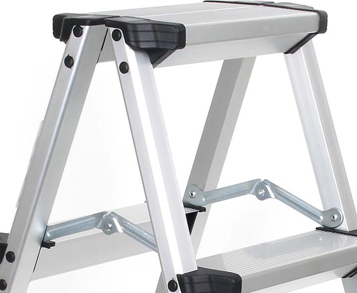 Actual product image Wiltec XPOtool 2-Sided Aluminium Folding Ladder 73cm up to 150kg with 2x3 Non-Slip Steps and Rubber Feet (Folding step, 56.50 cm)