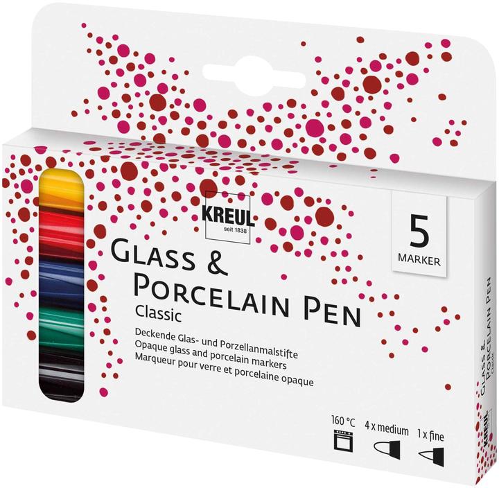 Image du produit I Am Creative Porcelain Pen Set à 5 (Noir, Jaune de signalisation, Rouge cerise, Bleu roi, Vert français, 4 mm, 5 x)