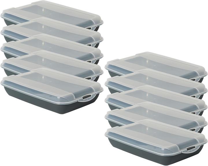 Produktbild Novaliv 10er-Set Anthrazit Premium Aufschnittbox mit Transparentem Deckel, Frischhaltedosen für Wurs