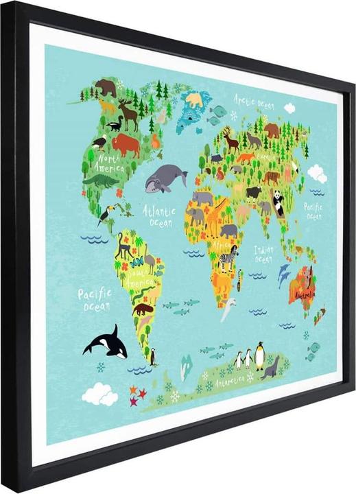 Image du produit Trenddeko Carte du monde des animaux pour enfants (120 x 100 cm)