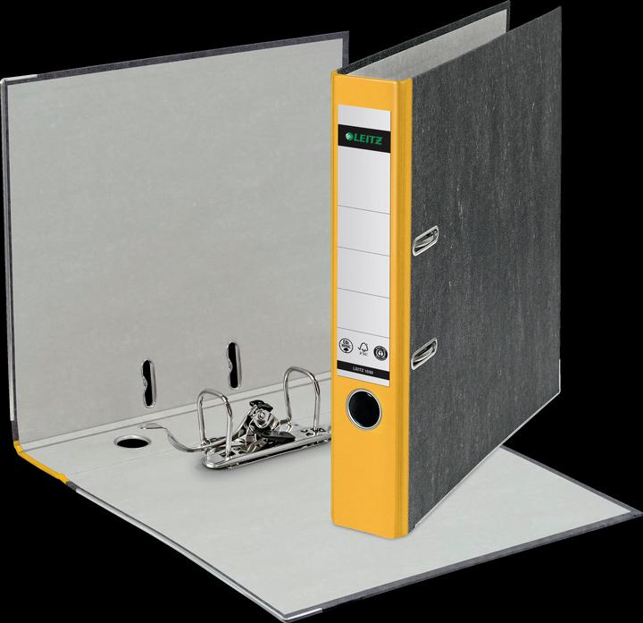 Image du produit Leitz Chemise marbrée Cloud, 180 degrés, DIN A4, 52 mm, dos coloré jaune, couverture en carton, extérieur (A4, 52 mm, 1 pièce(s))