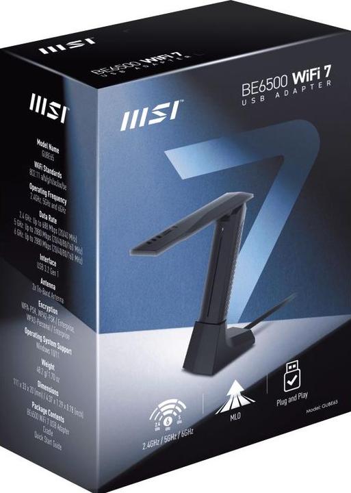 Actual product image MSI BE6500 WiFi7 USB Stick (USB)