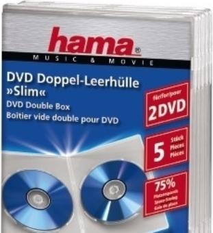 Immagine prodotto Hama Doppia custodia vuota per DVD Slim, confezione da 5