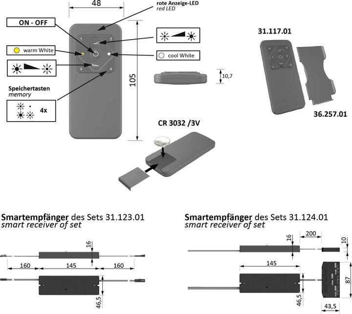 Image du produit Halemeier Commutateur/dimmer radio 1 canal S-Mitter Basic MultiWhite Smart set