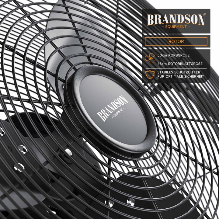 Produktbild Brandson Windmaschine, Bodenventilator im Retro Stil, hoher Luftdurchsatz, 120W, Schwarz, 50 cm Ø, neigbar
