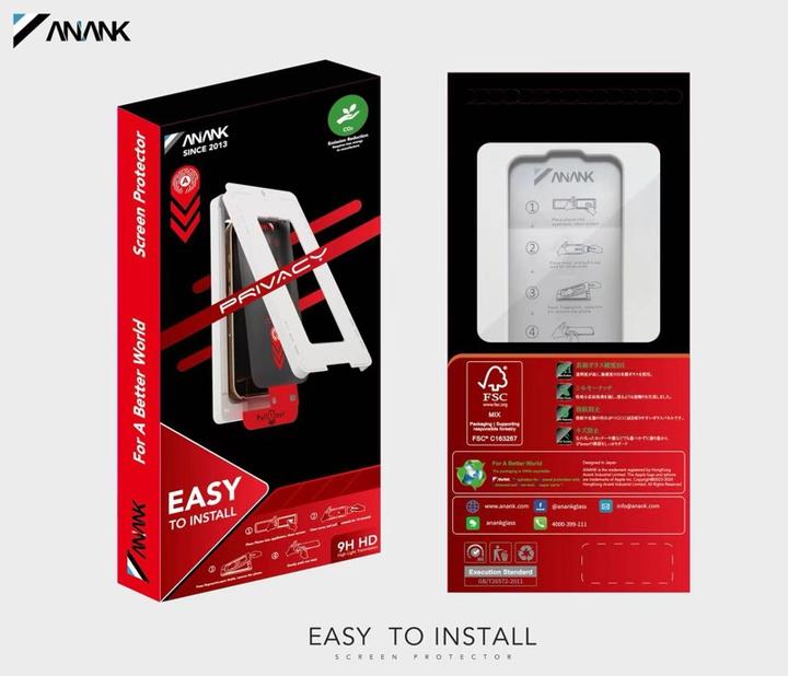 Anank - Verre d'intimité 2.5D 26° - 180° de protection - aide à l'installation - iPhone 15 Pro Max (1 pièce(s), Apple iPhone 15 Pro Max)