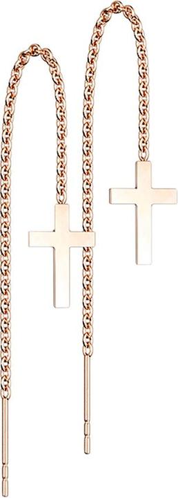 Image du produit Star Piercing Boucles d'oreilles or rose chaîne à chute libre avec croix (sans laiton, Acier chirurgical 316L)